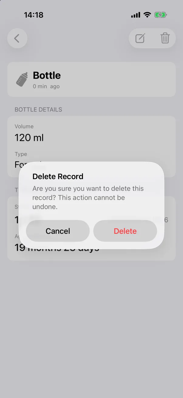 The delete confirmation.
