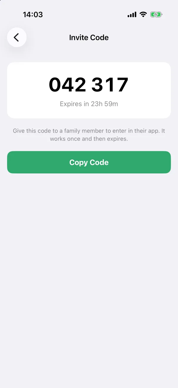 A one-time invite code.