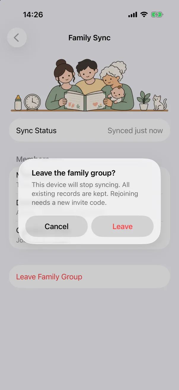Leaving keeps the records on this device.