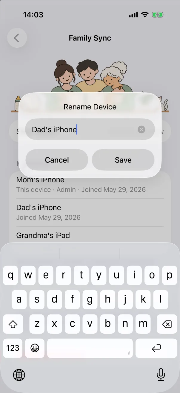 Renaming a device.