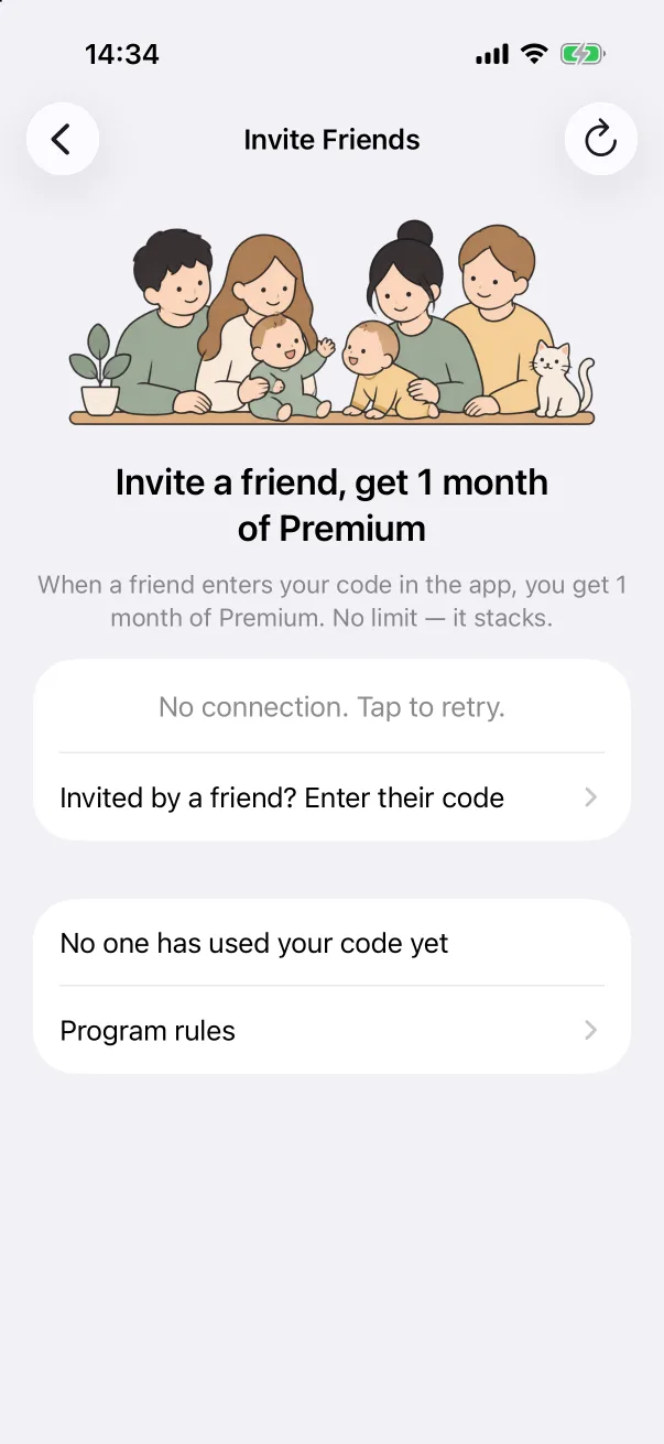 The Invite Friends screen.