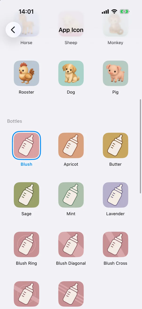 More icons further down.