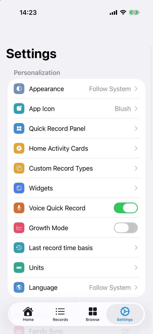 Settings → Voice Quick Record.