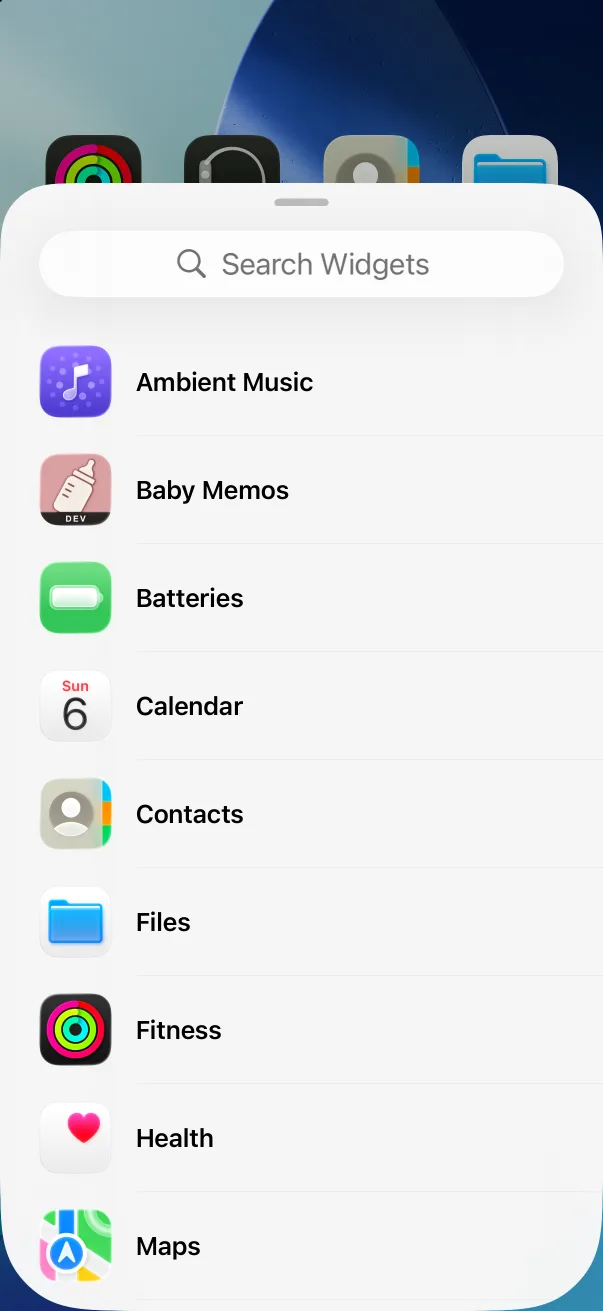 Baby Memos in the widget gallery.
